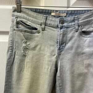 Levi's Women's Size 28 711 Skinny Distressed Light Washed Denim Patches